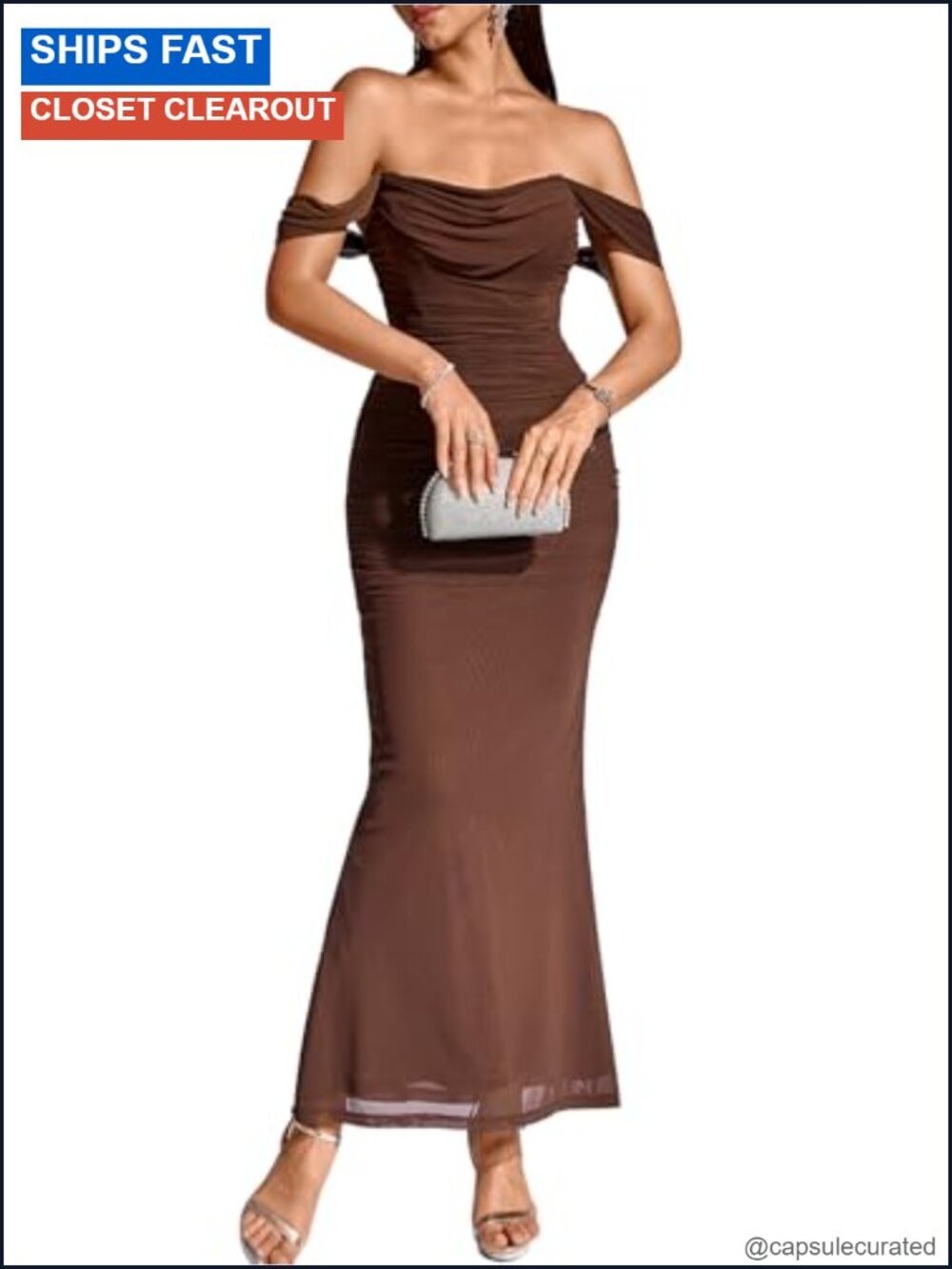 Women Off Shoulder Maxi Dress Ruched Corset Bodycon Backless Formal Party
